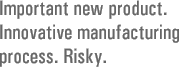 Important new product. Innovative manufacturing process. Risky.